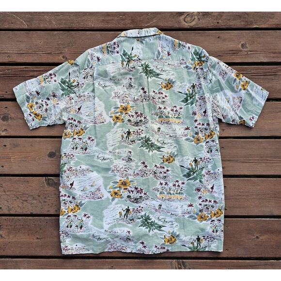 Stussy Hawaiian shirt Men Size XL Paradise Floral Short Sleeve Mint Street wear - Picture 7 of 7